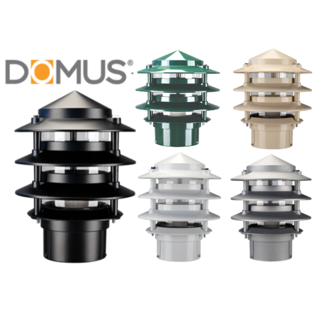 Domus BL-100 three tier garden bollard post light, E27