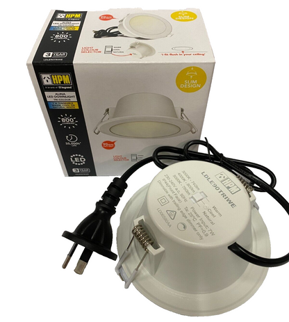 40 PACK - HPM DOWNLIGHT - LDLE90TRIWE Tri-Colour - LED - 90mm Cut Out Flex&Plug
