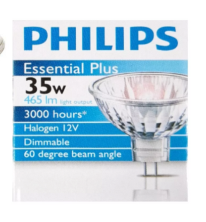 PHILIPS 13112M - 35W 12V MR16 Gu5.3 Halogen Globe  Wide Beam 60D -