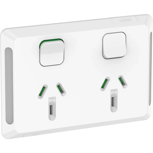 Clipsal Pro Double Powerpoint 10A White - P3025-XW