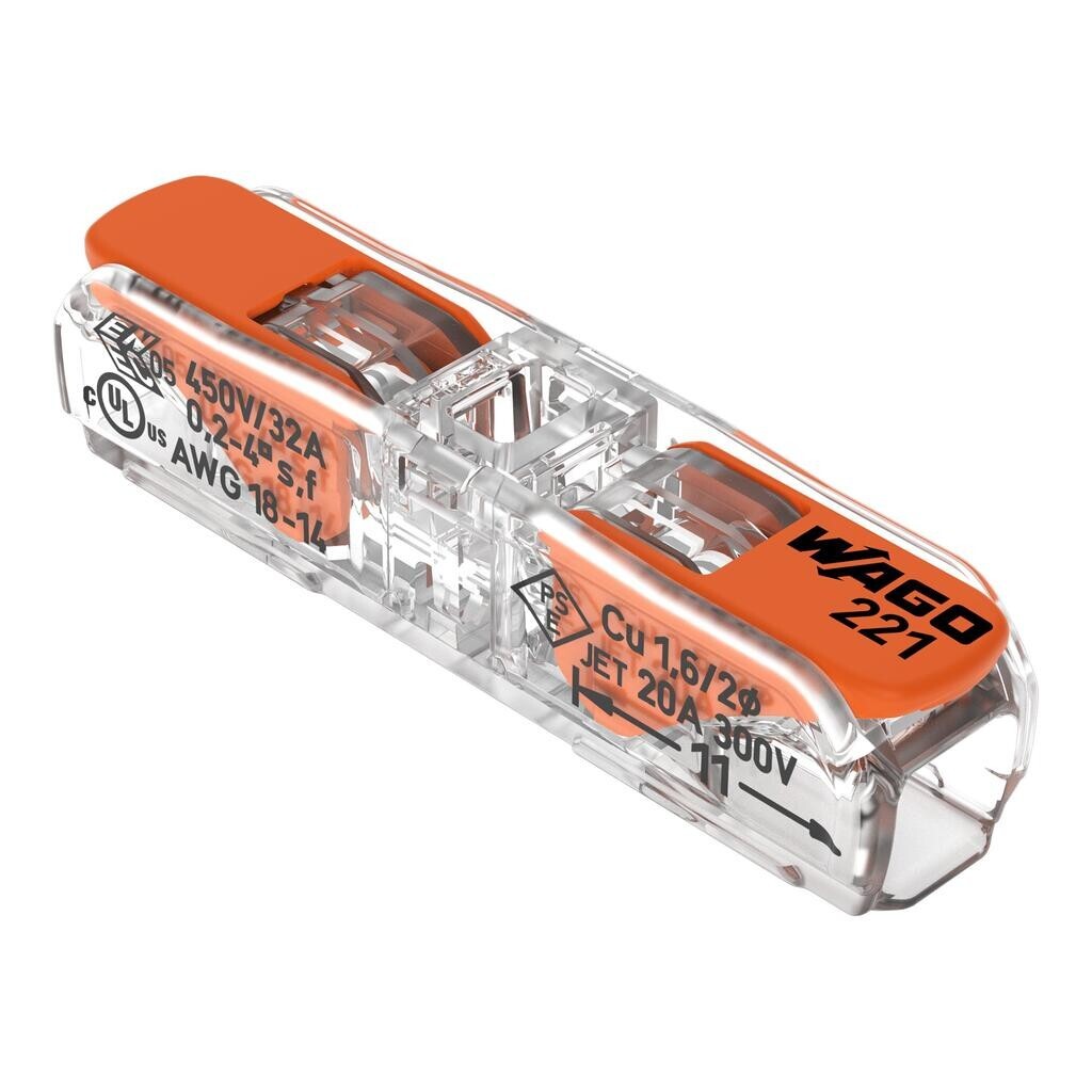 WAGO JAR  4mm Inline Compact Splicing Connector | 221-2411   60 PIECES