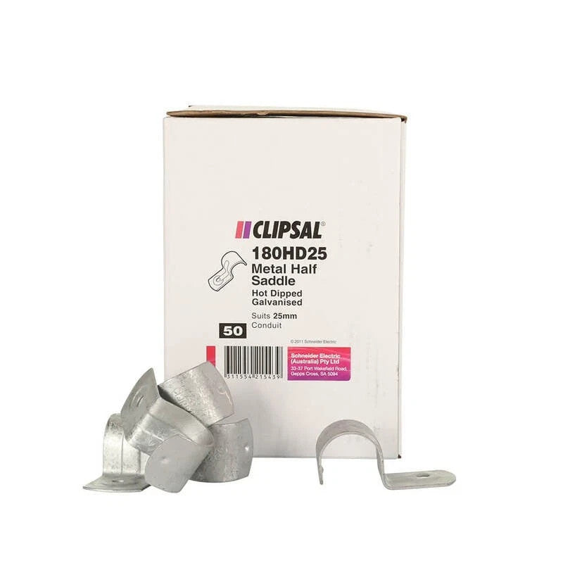 x50 - Clipsal 180HD25 - 25mm Galvanised Half Saddles Hot Dip Galvanized