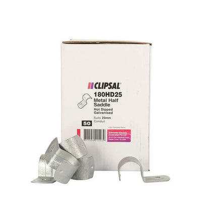 x50 - Clipsal 180HD25 - 25mm Galvanised Half Saddles Hot Dip Galvanized