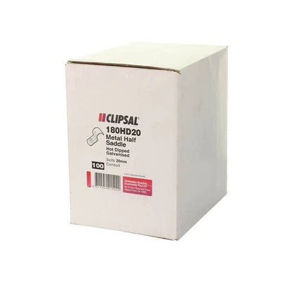 100x Clipsal - 180HD20 - 20mm Galvanised Half Saddles  Clipsal 180HD20