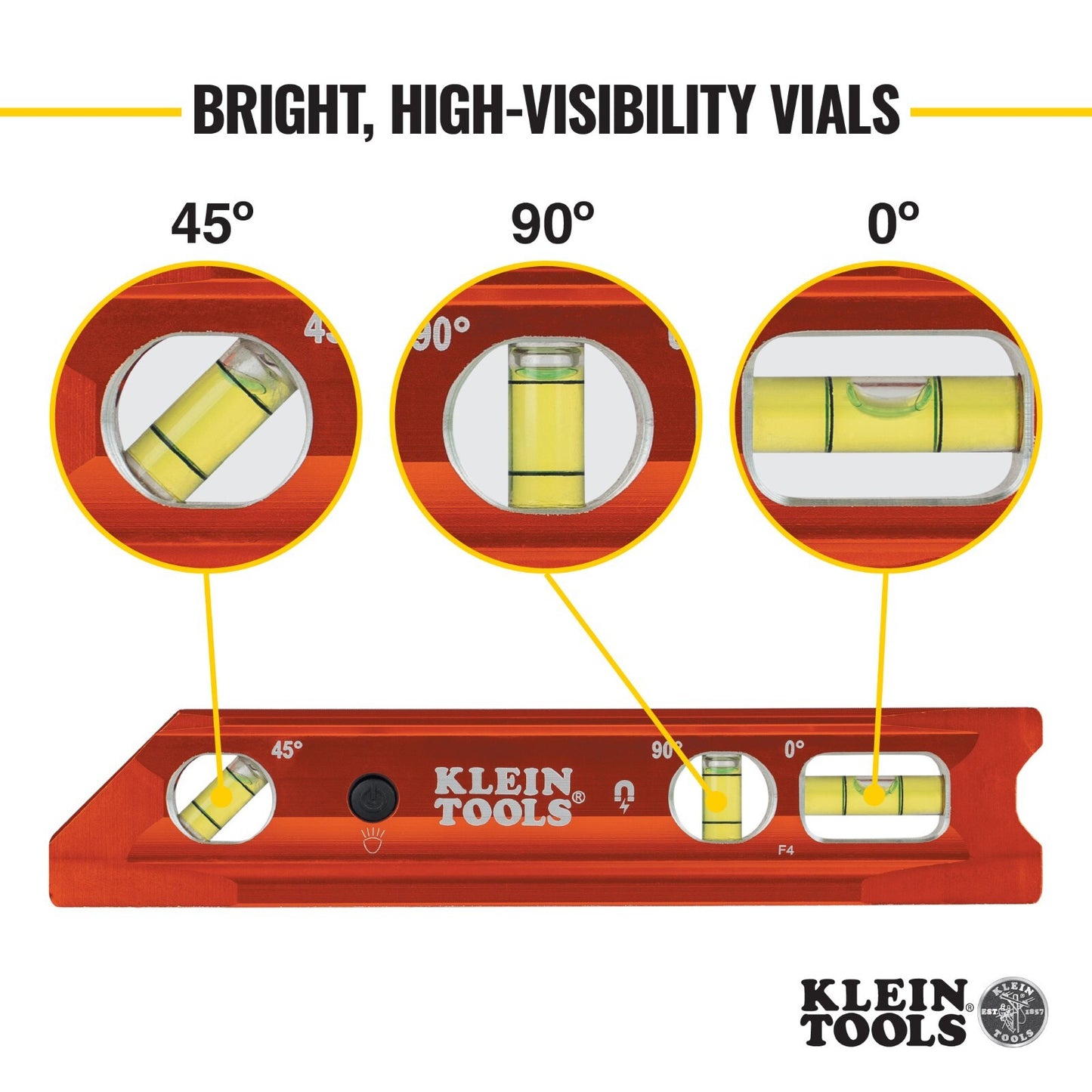 KLEIN TOOLS Aluminum Torpedo Level  High-visibility Orange 935RBLT