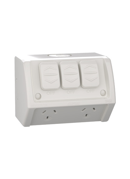 Clipsal Weather Protected Power Point Outlet Sockets + Switches  - Grey