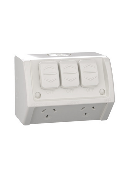 Clipsal Weather Protected Power Point Outlet Sockets + Switches  - Grey