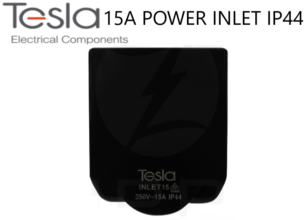15A Power Inlet IP44 | Black | Tesla (5 Year Warranty, Australian Approved)