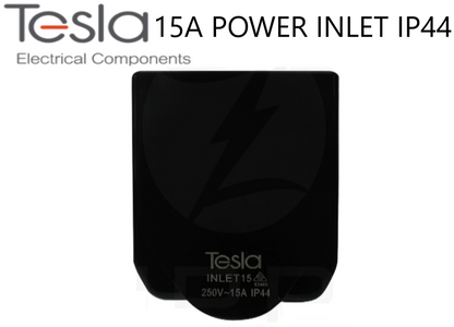 15A Power Inlet IP44 | Black | Tesla (5 Year Warranty, Australian Approved)