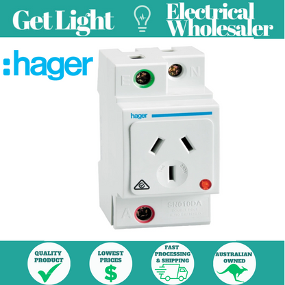 Hager Electrical  SNO10DA - 10 Amp Din Mounted GPO (Double Pole)