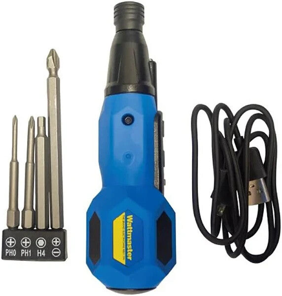 WATTMASTER 3.6V RECHARGEABLE SCREWDRIVER WITH 4 BITS WATH300Q4