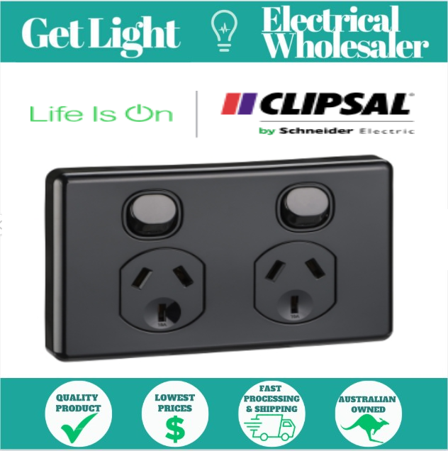 Clipsal by Schneider Electric CLIPSAL Classic C2025-BK | 10 amp Double Power Po