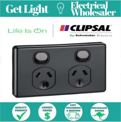 Clipsal by Schneider Electric CLIPSAL Classic C2025-BK | 10 amp Double Power Po