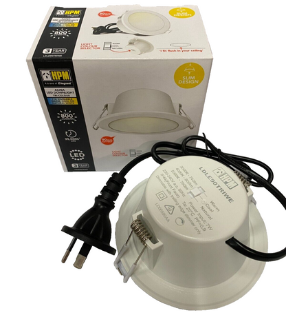 24 PACK - HPM DOWNLIGHT - LDLE90TRIWE Tri-Colour - LED - 90mm Cut Out Flex&Plug
