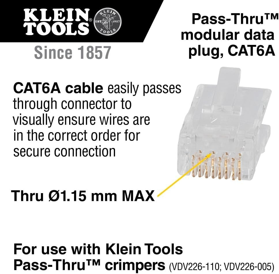 Klein Tools  Klein Tools VDV826-703 |  Pass-Thru™ Modular Data Plug | RJ45-CAT6