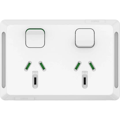 Clipsal Pro Double Powerpoint 10A White | P3025-XW