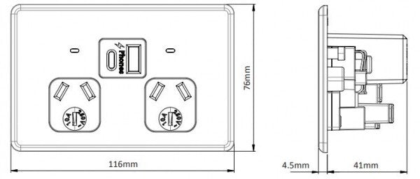 Trader Flat Cat FLPP2USBAU -  Fully Integrated Dual Format A&C USB Charger