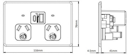 Trader Flat Cat FLPP2USBAU -  Fully Integrated Dual Format A&C USB Charger