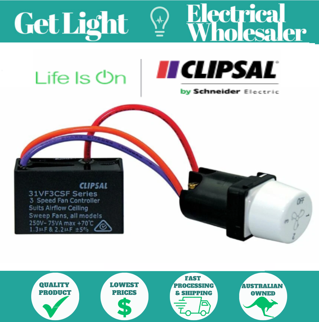 Clipsal 30 Series 3 Speed Fan Speed Controller White - 30CSFM-WE