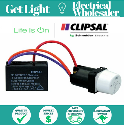 Clipsal 30 Series 3 Speed Fan Speed Controller White - 30CSFM-WE