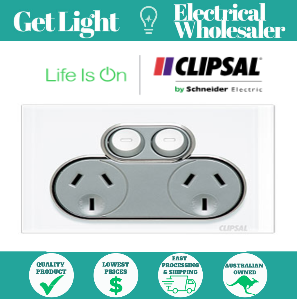 CLIPSAL SATURN 4025-PW - 10A Double Power Point  - Pure White