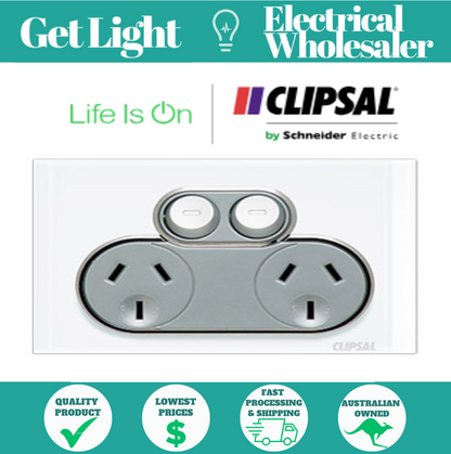 CLIPSAL SATURN 4025-PW - 10A Double Power Point  - Pure White