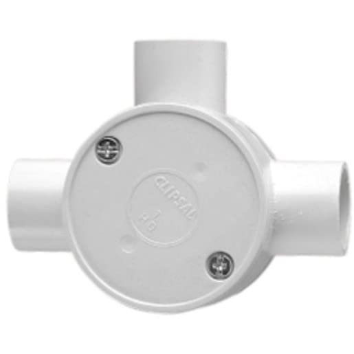 Clipsal 240/25/3 PVC Round Junction Box 3 Way Entry 25mm Grey