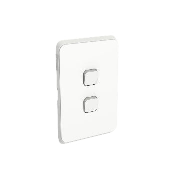 Clipsal 3042VH-VW Iconic 2 Gang Switch Grid and Skin Vivid White