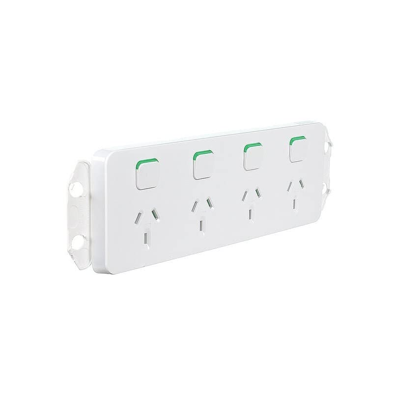 Clipsal 3015/4-VW Iconic Quad Switched Socket Outlet 10A 250V Vivid White