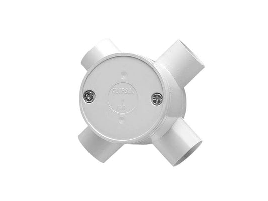 Clipsal 240/20/4D PVC Round Deep Junction Box 4 Way Entry 20mm Grey