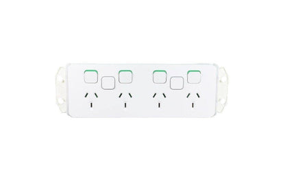 Clipsal 3015/4XXUA-VW Iconic Quad Socket with 2 Extra Switch Positions Less Mechanism 10A Vivid White