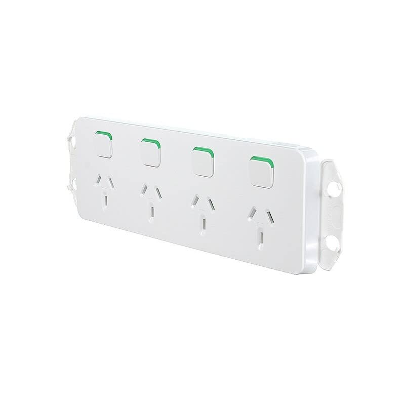 Clipsal 3015/4-VW Iconic Quad Switched Socket Outlet 10A 250V Vivid White