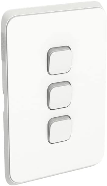Clipsal 3043VH-VW Iconic 3 Gang Switch Grid and Skin Vivid White
