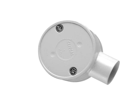Clipsal 240/25/1 PVC Round Junction Box 1 Way Entry 25mm Grey