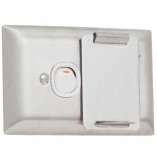 Clipsal A15YA-WE Single Switch Socket Outlet 10A Stainless Steel Lockable Flap