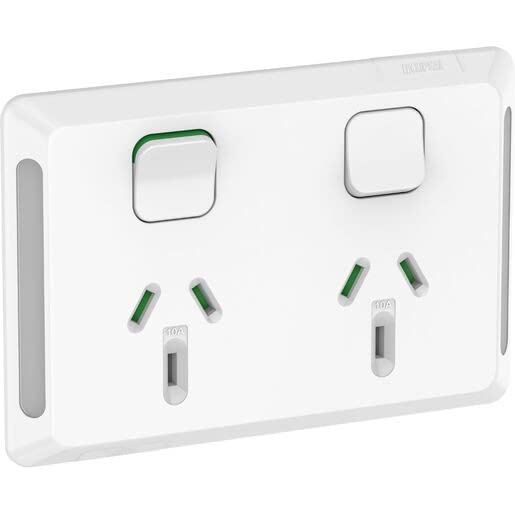 Clipsal P3025XW Pro Series Twin Switched Socket Outlet 10A 250V Extra Vivid White