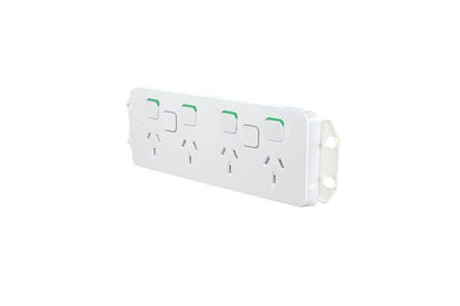 Clipsal 3015/4XXUA-VW Iconic Quad Socket with 2 Extra Switch Positions Less Mechanism 10A Vivid White