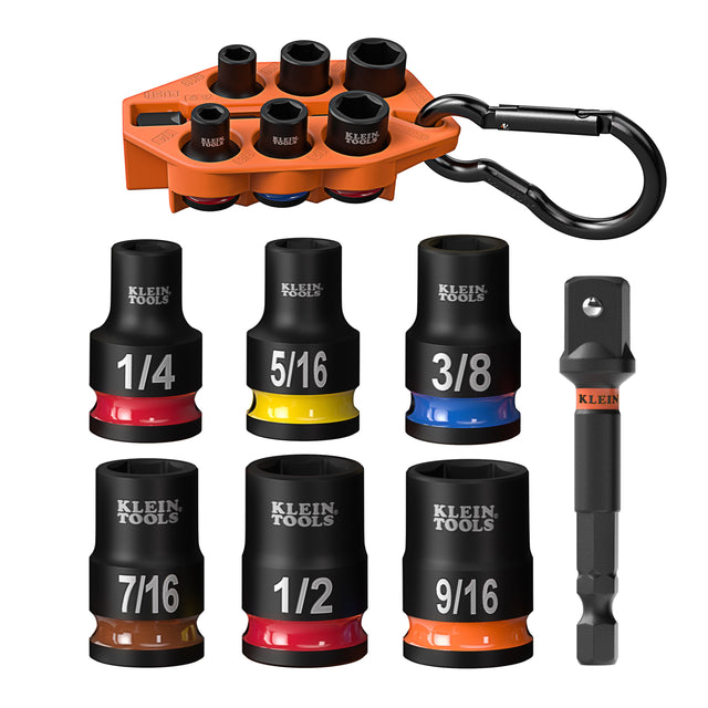 Klein Tools 33808 Grab-And-Go Impact Socket Set SAE 7 Piece