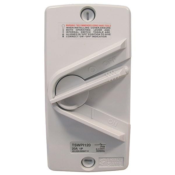 Tradesave 240V 20A IP66 1 -Pole Weatherproof Isolator Switch TSWPI120