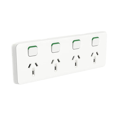Clipsal 3015/4-VW Iconic Quad Switched Socket Outlet 10A 250V Vivid White