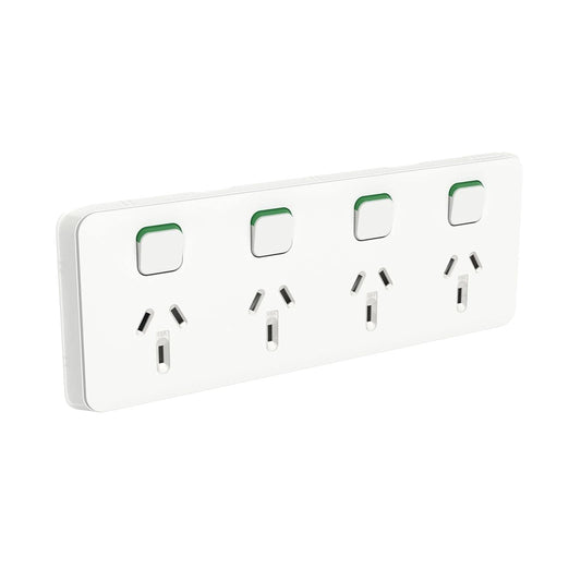 Clipsal 3015/4-VW Iconic Quad Switched Socket Outlet 10A 250V Vivid White