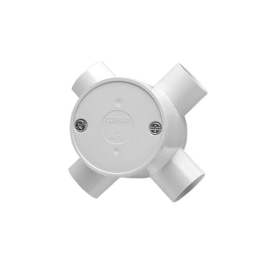 Clipsal 240/25/4D PVC Round Deep Junction Box 4 Way Entry 25mm Grey