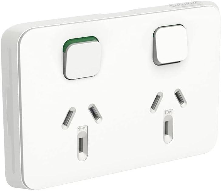 Clipsal Iconic 3025C-VW Double Powerpoint Skin Vivid White (Cover Only)