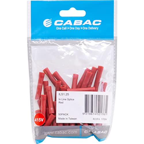 Cabac ILS1.25 Insulated Inline Splice Connector Red 0.5-1.6mm - 50 Pack