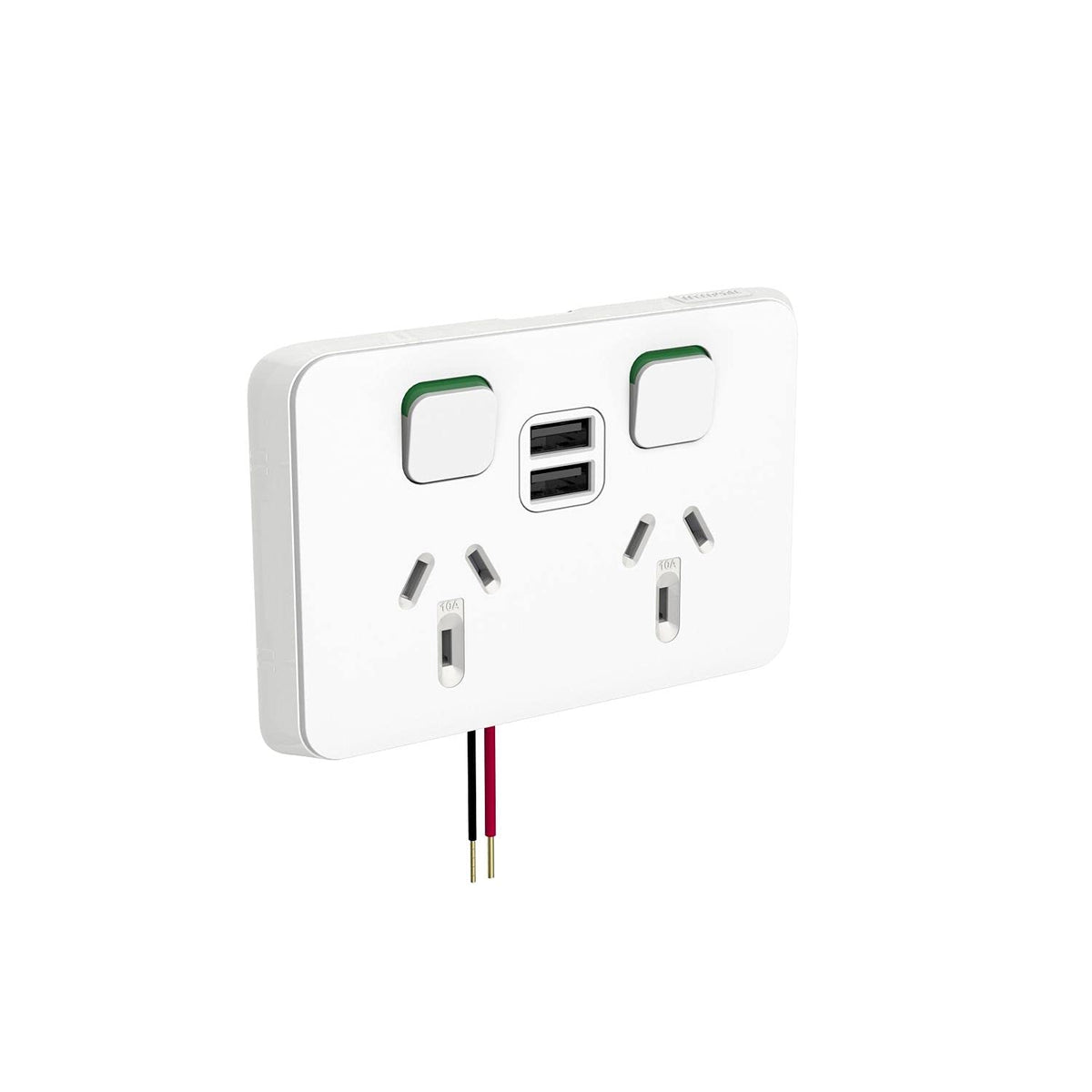 Clipsal 3025USB2-VW Iconic Twin Switched Socket with Dual USB Charger 10A Vivid White