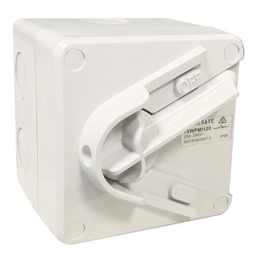 Tradesave 240V 20A IP66 1 -Pole Weatherproof Mini Isolator Switch