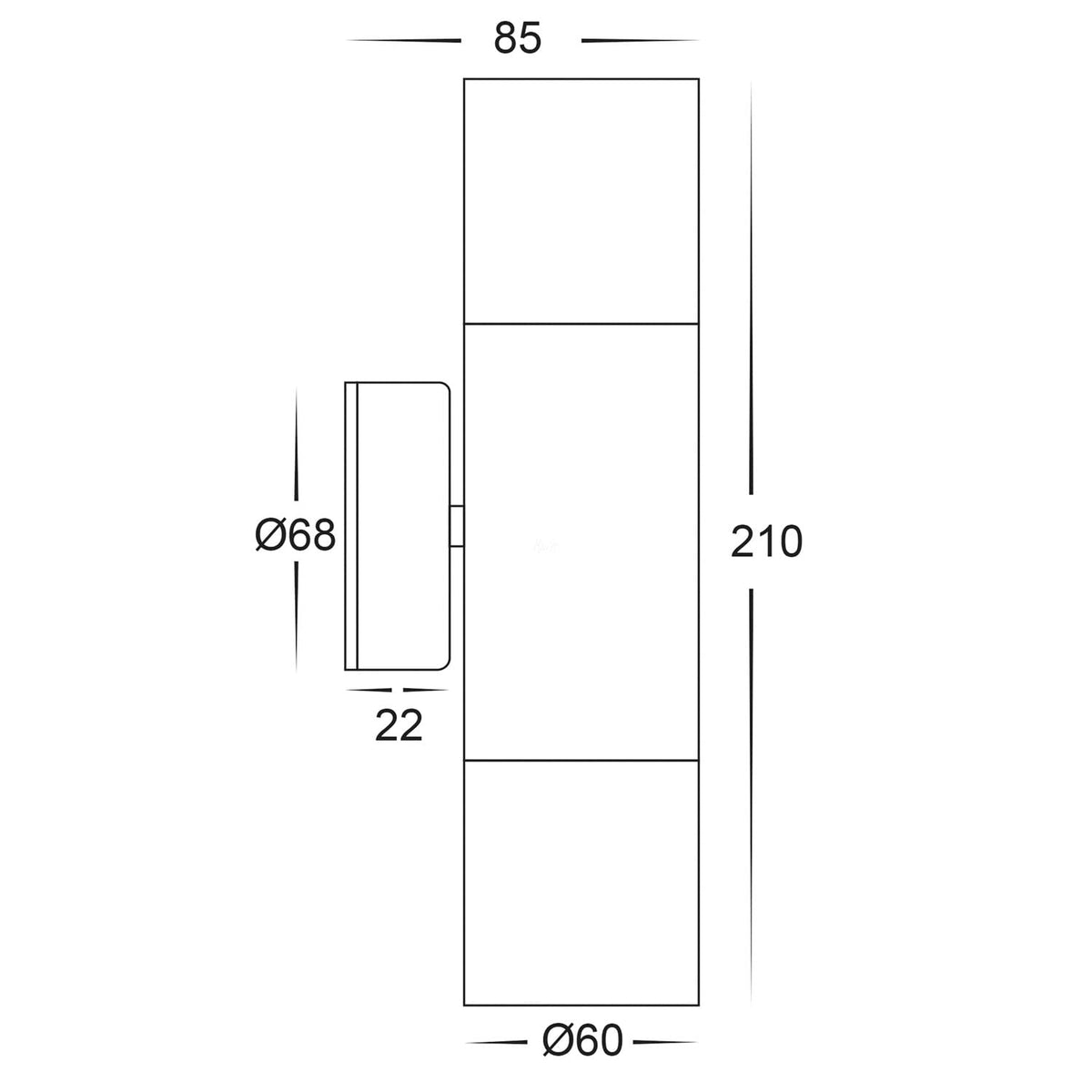 Havit HV1007GU10T Tivah Up/Down Wall Pillar Light 2 x 5W GU10 Tri-Colour 316 Stainless Steel