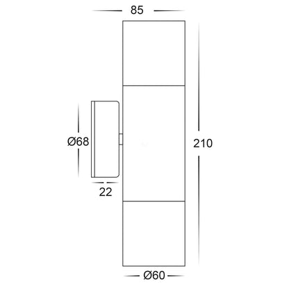 Havit HV1007GU10T Tivah Up/Down Wall Pillar Light 2 x 5W GU10 Tri-Colour 316 Stainless Steel