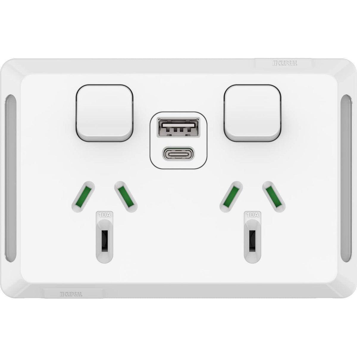 Clipsal P3025USBACXW Pro Series Twin Socket with USB-A and USB-C Charger 10A 250V Extra Vivid White
