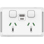 Clipsal P3025USBACXW Pro Series Twin Socket with USB-A and USB-C Charger 10A 250V Extra Vivid White